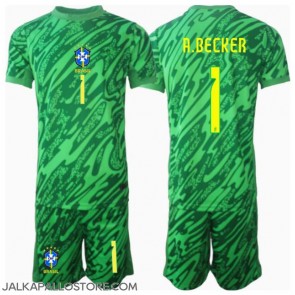 Brasilia Alisson Becker #1 Maalivahti Kotipaita Lapsille Copa America 2024 Lyhythihainen (+ shortsit)